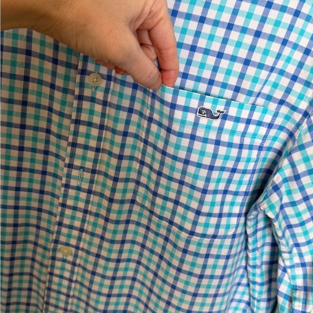 Vineyard Vines Blue & Teal Plaid Button-Down Shirt - Picture 4 of 6